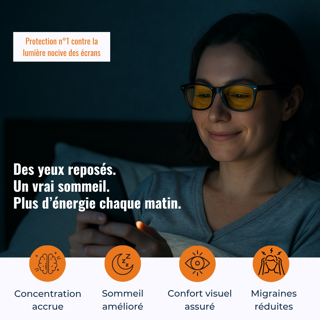 Lunettes filtrant la lumière bleue nocive des écrans